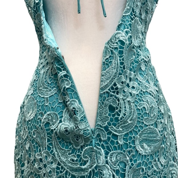 Lipsy London Light Blue Lace Open Back Femme Mini Dress - Picture 4 of 12